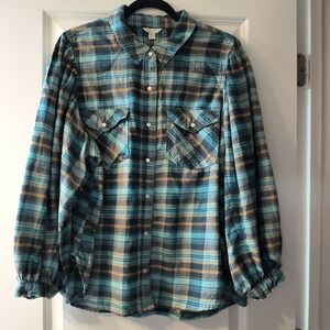 Cato Pearl Snap Shirt 18/20W Plus Size | Plaid Western Flannel | Gently Used